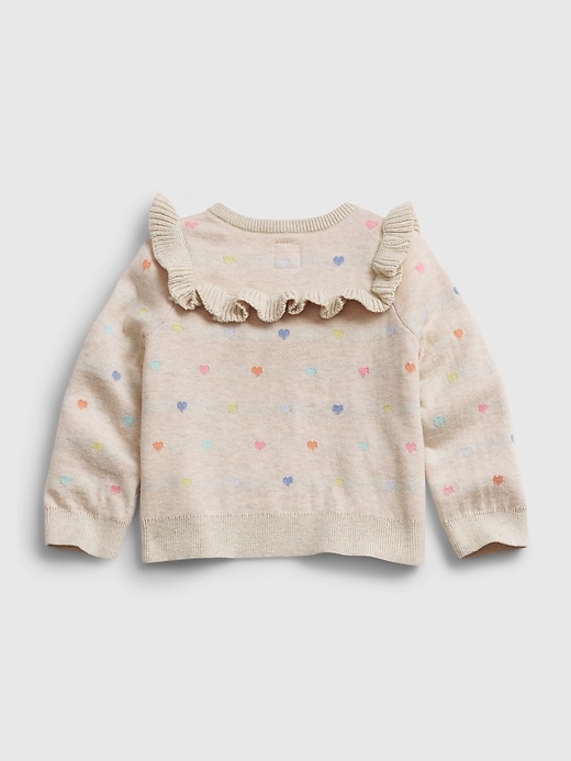 2 of 8 showing, with the color oatmeal of product Baby Heart Sweater Outfit Set
