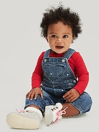 View large product image 4 of 4. Baby Heart Print Overalls