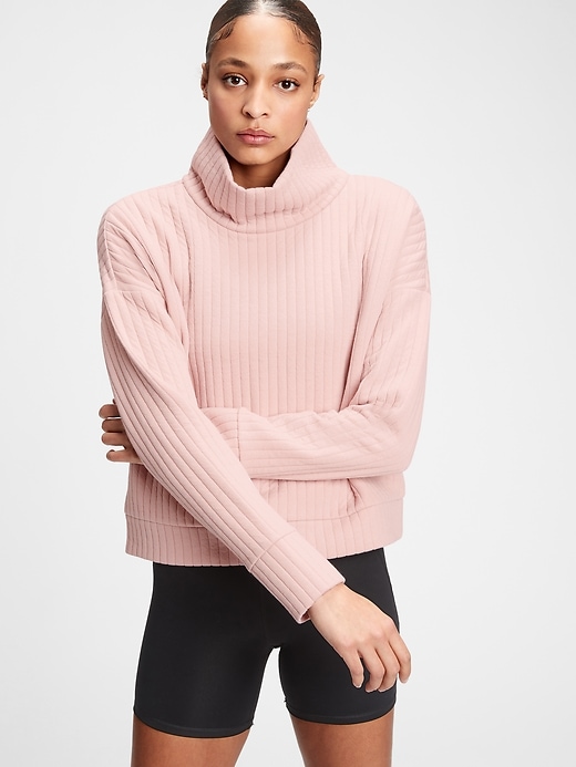 View large product image 1 of 1. GapFit Jacquard Quilted Mockneck Sweatshirt