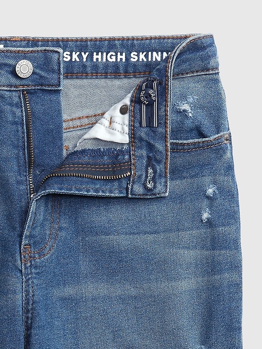 Image number 4 showing, Teen Destructed Sky High Rise Skinny Ankle Jeans with Stretch