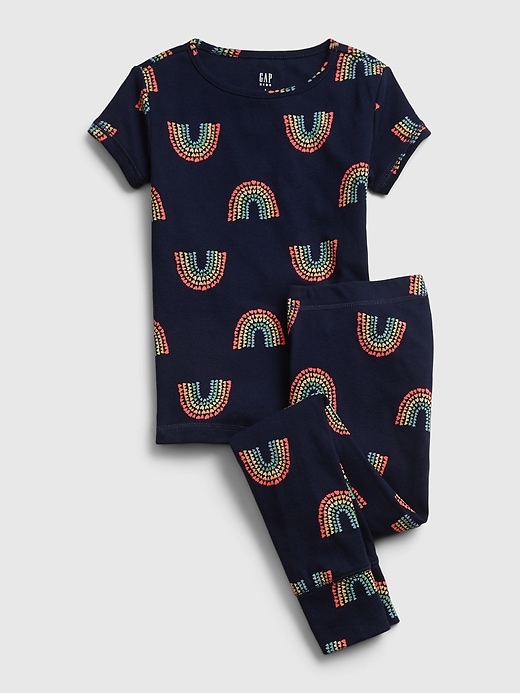 1 of 8 showing, with the color dark night of product Kids 100% Organic Cotton Rainbow Heart PJ Set