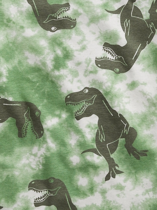 2 of 8 showing, with the color green tie dye of product Kids 100% Organic Cotton Tie-Dye Dinosaur Graphic PJ Set