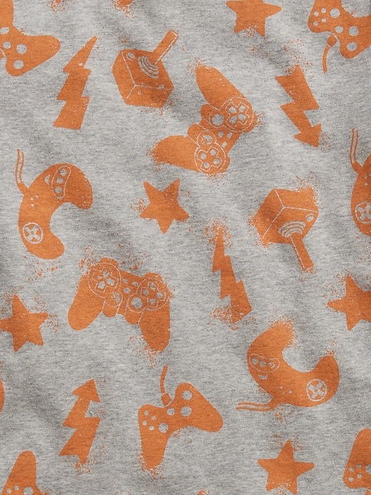 2 of 8 showing, with the color gray of product Kids 100% Organic Cotton Gaming Graphic PJ Set