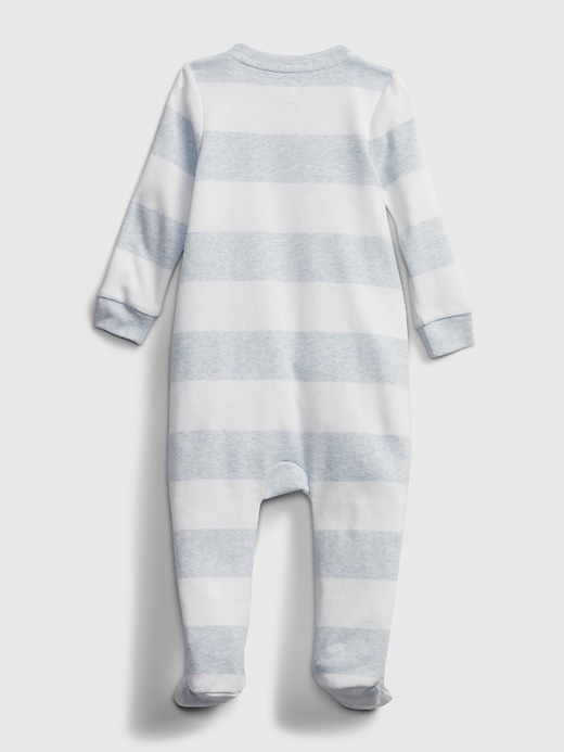 2 of 8 showing, with the color blue heather of product Baby Stripe One-Piece