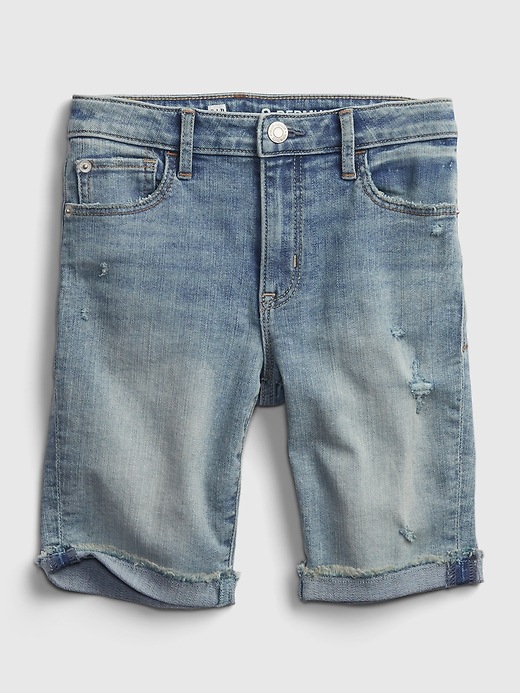 2 of 8 showing, with the color light wash of product Kids High-Rise Bermuda Shorts with Stretch