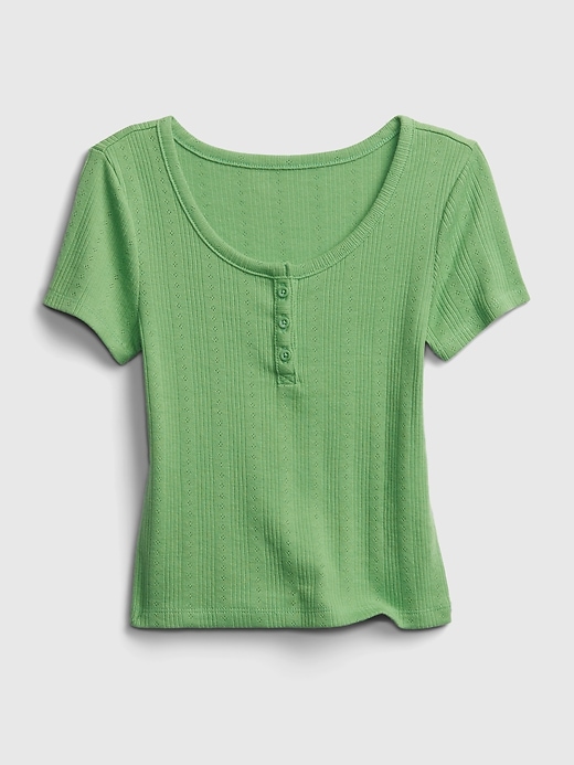 2 of 8 showing, with the color string bean of product Teen Cropped Henley T-Shirt