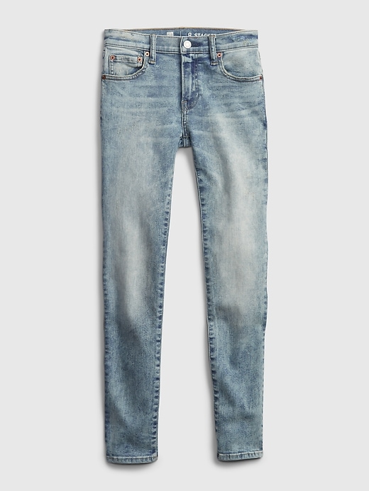 2 of 8 showing, with the color medium wash of product Teen Stacked Ankle Skinny Jeans with Washwell™