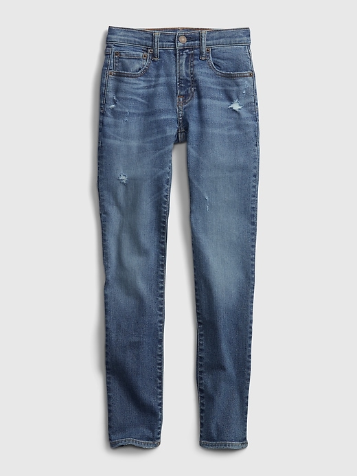 2 of 8 showing, with the color medium wash of product Teen Stacked Ankle Skinny Jeans with Washwell™
