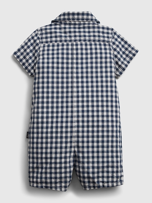 2 of 8 showing, with the color dark night of product Baby Gingham Print Shorty with Reversible Bucket Hat
