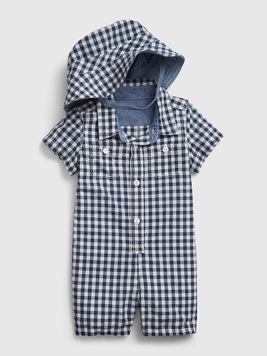 Image number 3 showing, Baby Gingham Print Shorty with Reversible Bucket Hat