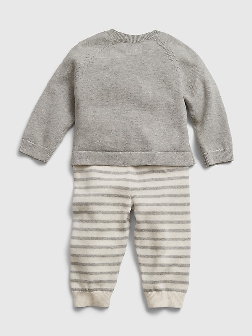 2 of 8 showing, with the color light grey heather of product Baby Sweater Outfit Set with Brannan Bear