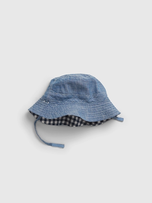 Image number 4 showing, Baby Gingham Print Shorty with Reversible Bucket Hat