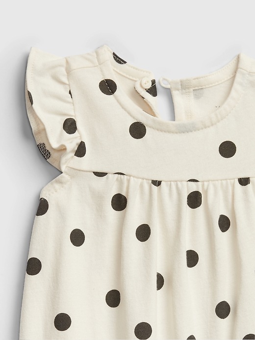 Image number 3 showing, Baby 100% Organic Cotton Ruffle Polk-A-Dot One-Piece