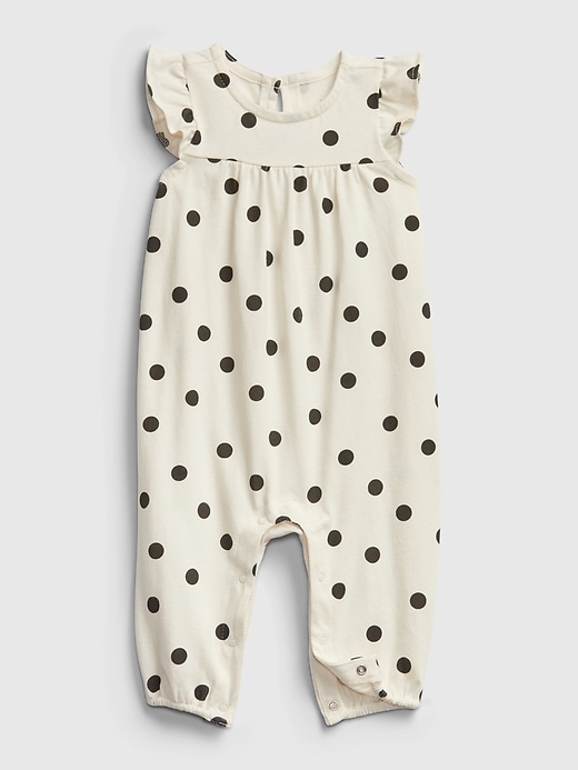 Image number 1 showing, Baby 100% Organic Cotton Ruffle Polk-A-Dot One-Piece