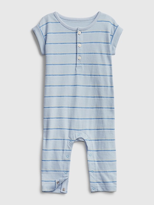 Image number 1 showing, Baby 100% Organic Cotton Henley One-Piece