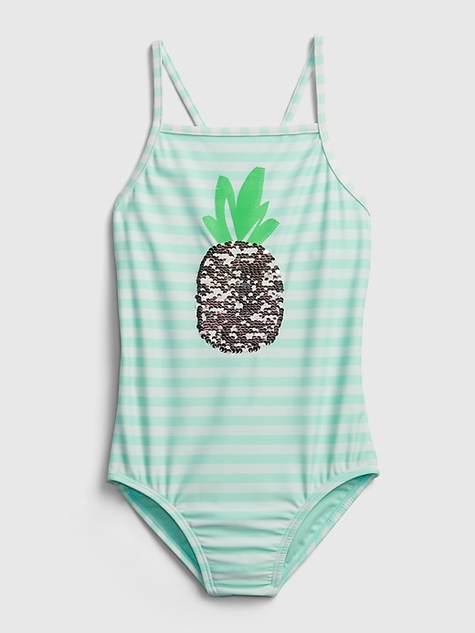 Image number 3 showing, Kids Recycled Flippy Sequin Pineapple Swim One-Piece