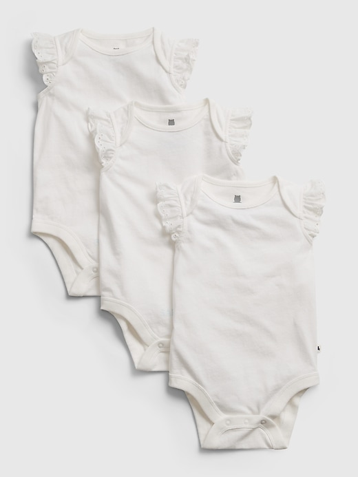 1 of 8 showing, with the color new off white of product Baby 100% Organic Cotton Mix and Match Bodysuit (3-Pack)