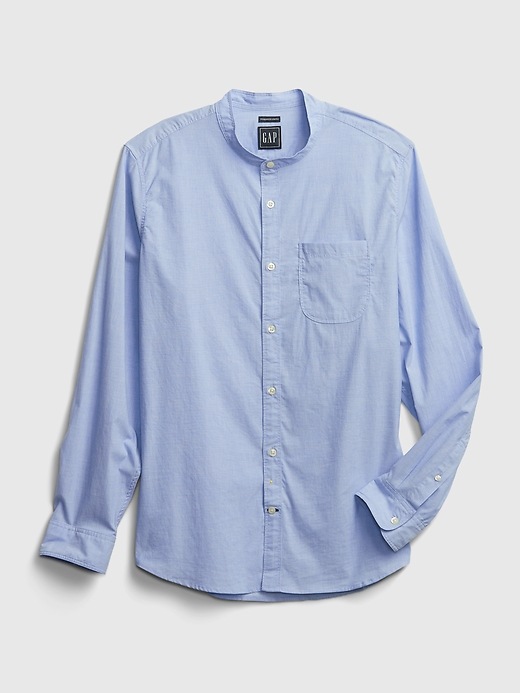 Florent Cotton Band Collar Shirt Blouse Long Sleeve 1 Light