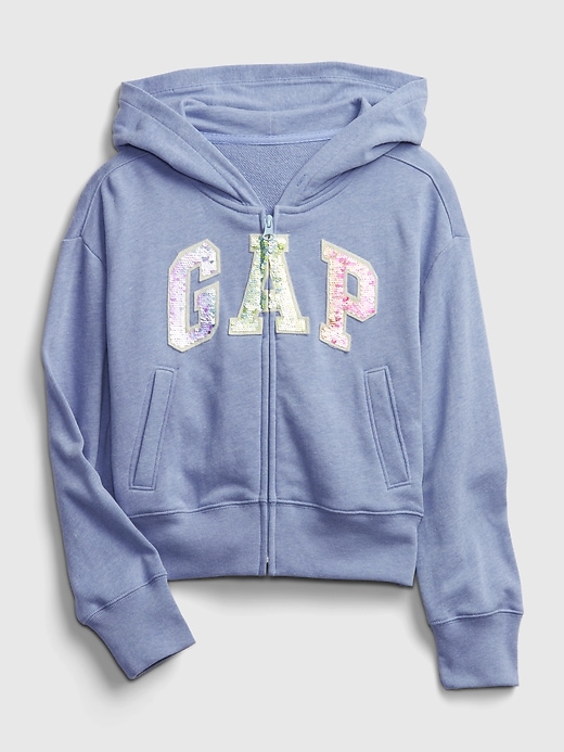 1 of 8 showing, with the color light blue heather of product Kids Gap Logo Hoodie
