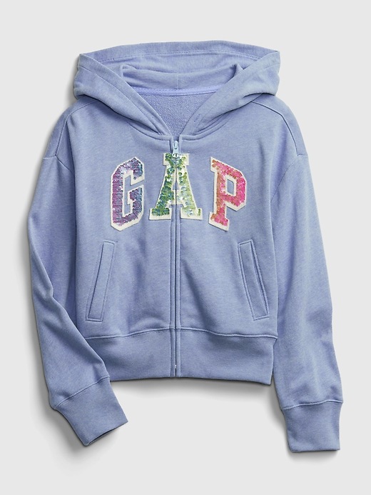 2 of 8 showing, with the color light blue heather of product Kids Gap Logo Hoodie