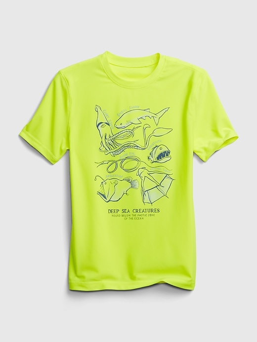 1 of 8 showing, with the color active yellow of product Kids Recycled Sea Creature Swim Rash Guard Top