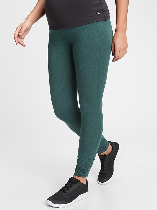1 of 8 showing, with the color teal heather of product Maternity GapFit Demi Panel Full Length Leggings