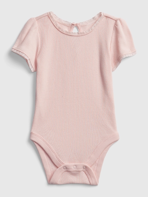1 of 8 showing, with the color pink cameo of product Baby Knit Bodysuit