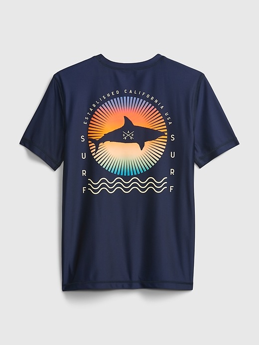 Image number 2 showing, Kids Recycled Shark Swim Rash Guard