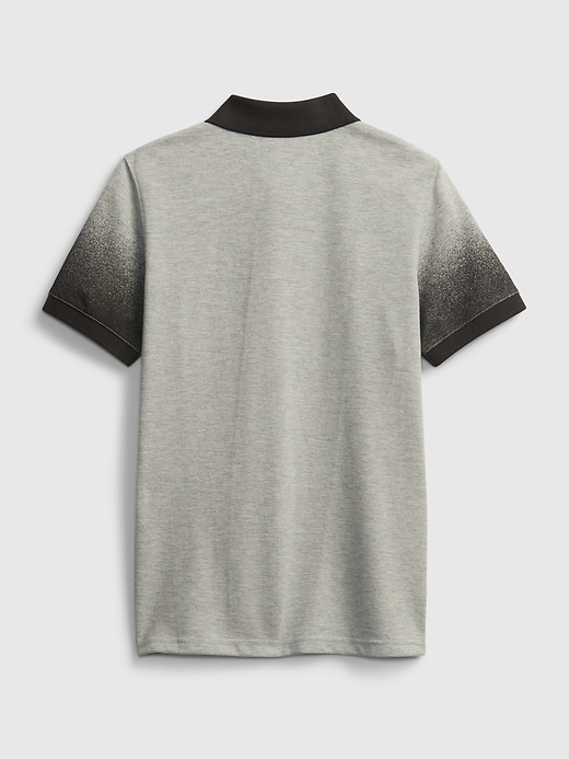 2 of 8 showing, with the color light heather grey of product Kids Dip-Dye Pique Polo Shirt