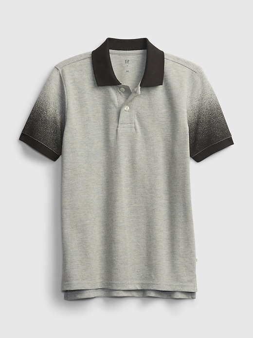 1 of 8 showing, with the color light heather grey of product Kids Dip-Dye Pique Polo Shirt