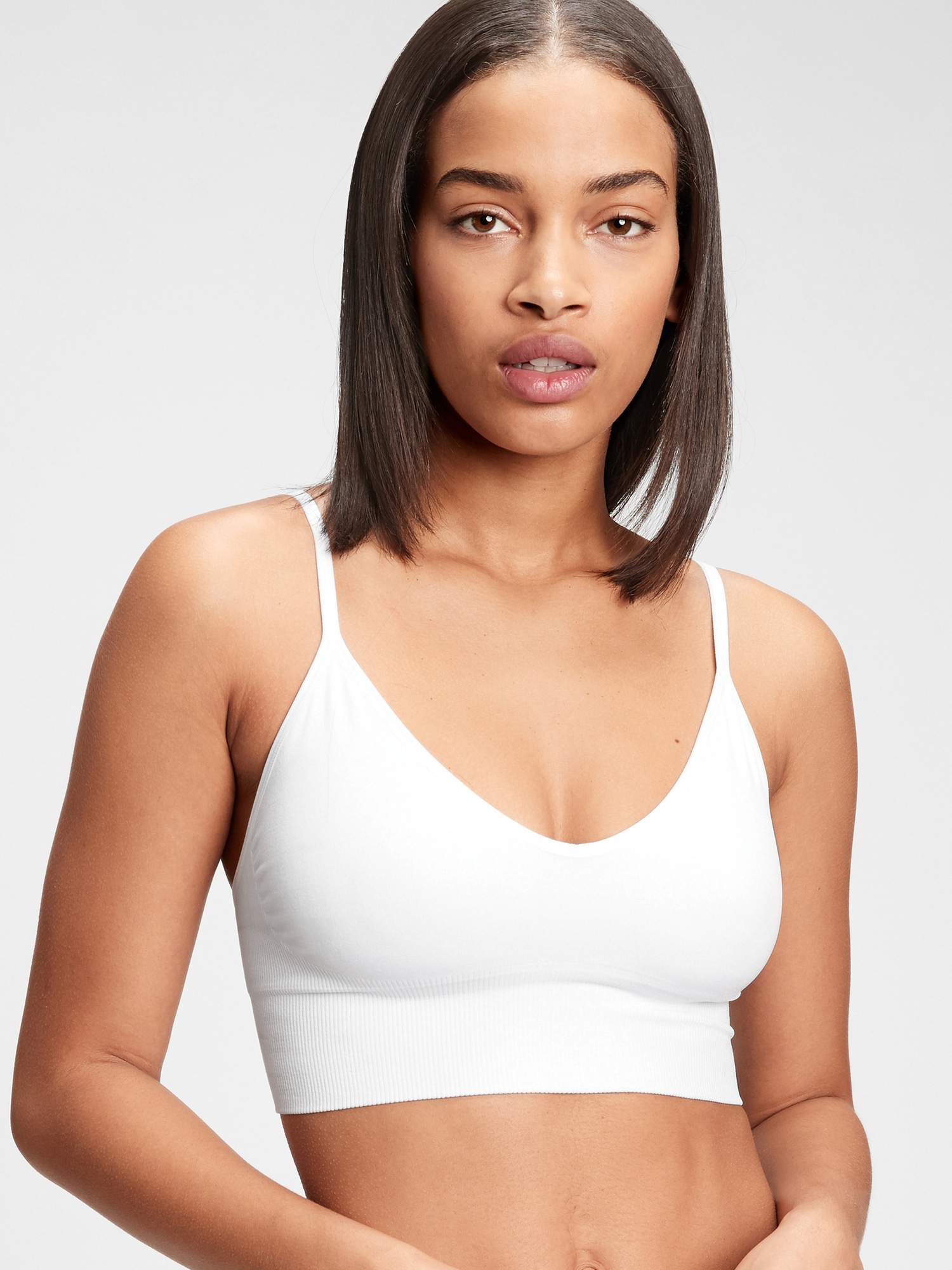 Gap Plunge Seamless Bralette In White