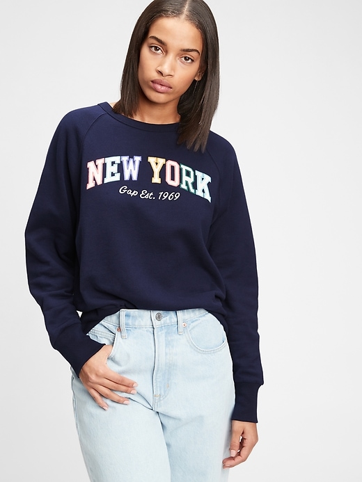 1 of 8 showing, with the color dark night of product Gap Logo Crewneck Sweatshirt