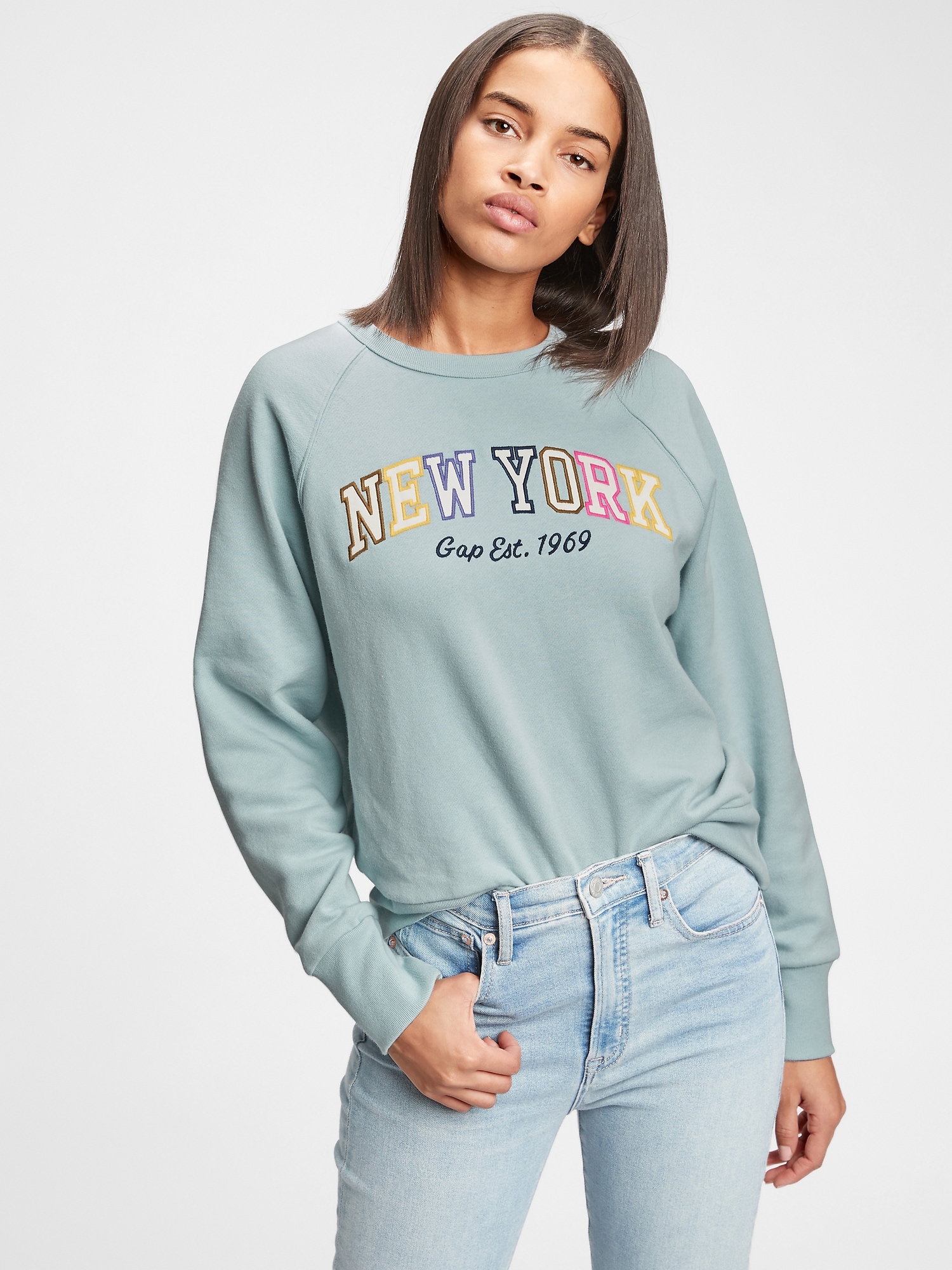 gap logo fleece crewneck sweatshirt