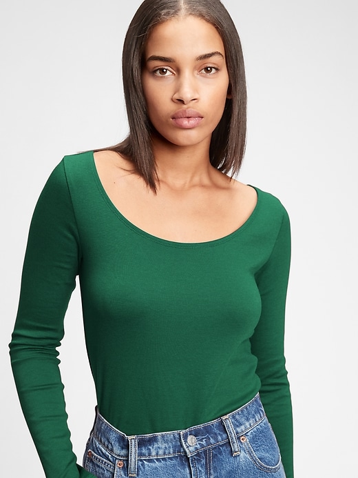 1 of 8 showing, with the color pine green of product Modern Scoopneck T-Shirt