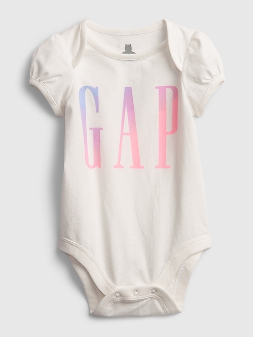 1 of 8 showing, with the color new off white of product Baby Gap Logo Bodysuit