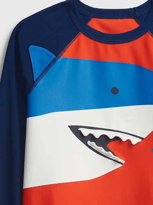 Image number 3 showing, Toddler 3D Shark Graphic Swim Rash Guard