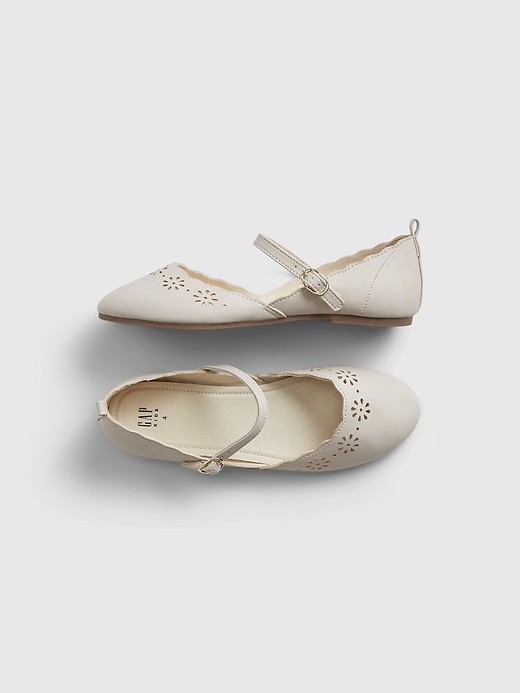 1 of 8 showing, with the color ivory of product Kids Scalloped Ballet Flats