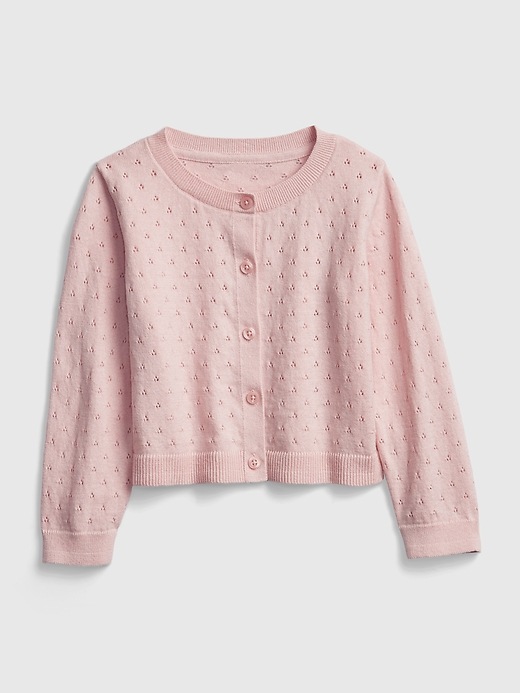 1 of 8 showing, with the color misty rose of product Toddler Pointelle Cardigan