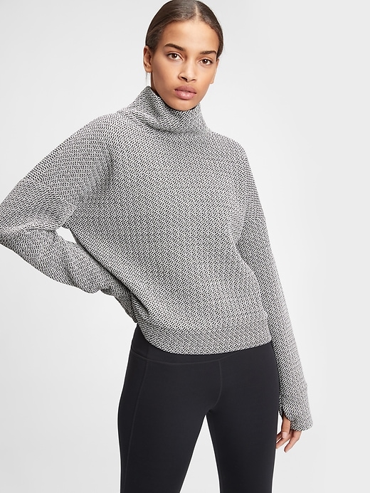 View large product image 1 of 1. GapFit Jacquard Quilted Mockneck Sweatshirt