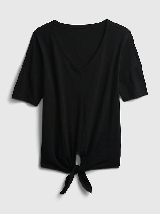 Image number 8 showing, Slub Cropped Tie-Front T-Shirt