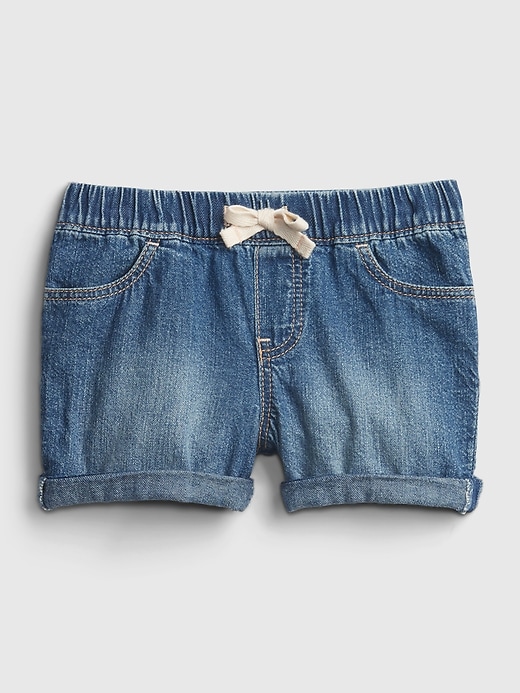 1 of 8 showing, with the color medium wash of product Toddler Denim Pull-On Shorts with Washwell™