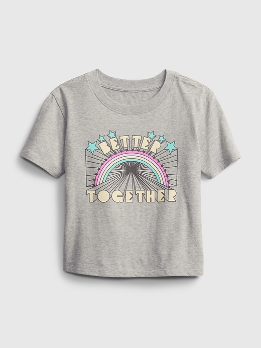 1 of 8 showing, with the color heather grey of product Kids 100% Organic Cotton Boxy Graphic T-Shirt