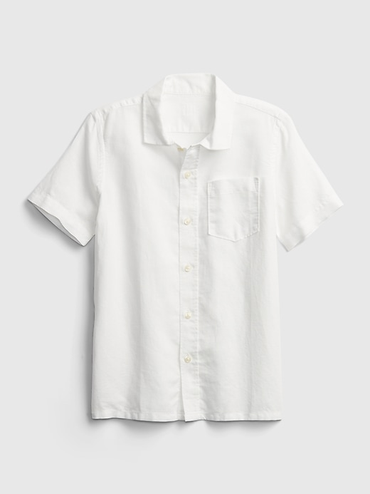 1 of 8 showing, with the color optic white of product Kids Linen Shirt