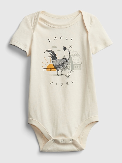 1 of 8 showing, with the color ivory frost of product Baby 100% Organic Cotton Graphic Bodysuit