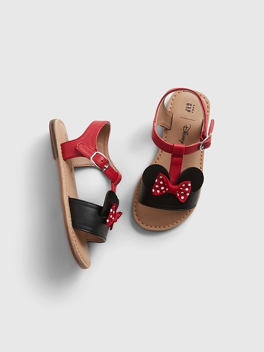 1 of 8 showing, with the color true black of product Gap × Disney Baby & Toddler Minnie Mouse Sandals