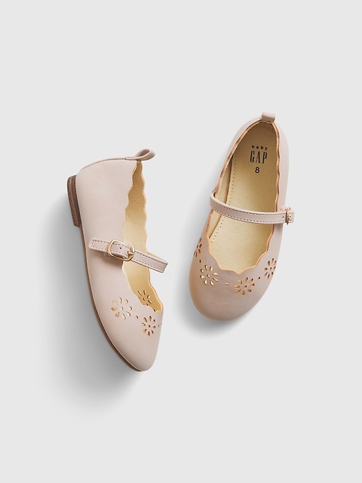1 of 8 showing, with the color pure pink of product Toddler Scalloped Ballet Flats