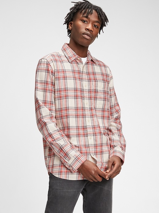 1 of 8 showing, with the color red plaid of product Slub Twill Shirt