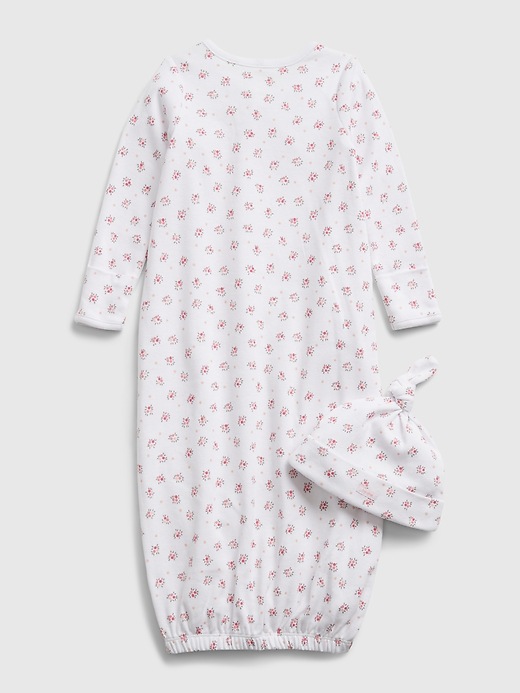 2 of 8 showing, with the color white of product babyGap Floral Print Sleep Gown Set