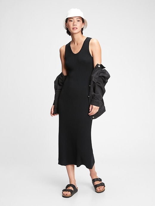 Image number 1 showing, Sleeveless Ribbed Midi Sweater Dress