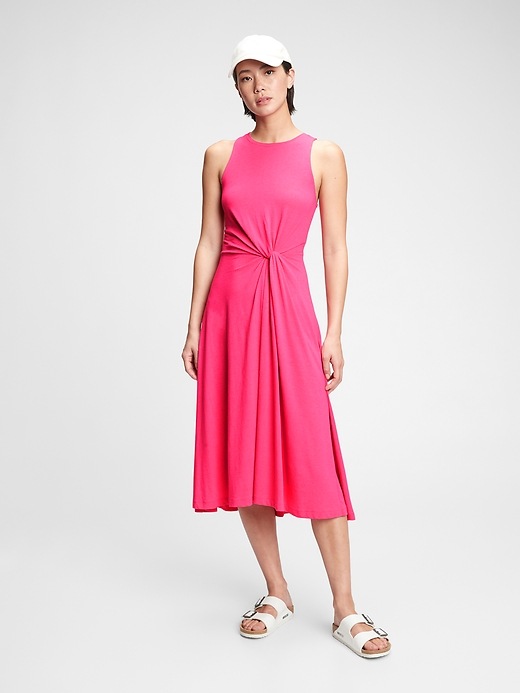 View large product image 1 of 1. Sleeveless Knot-Twist Midi Dress
